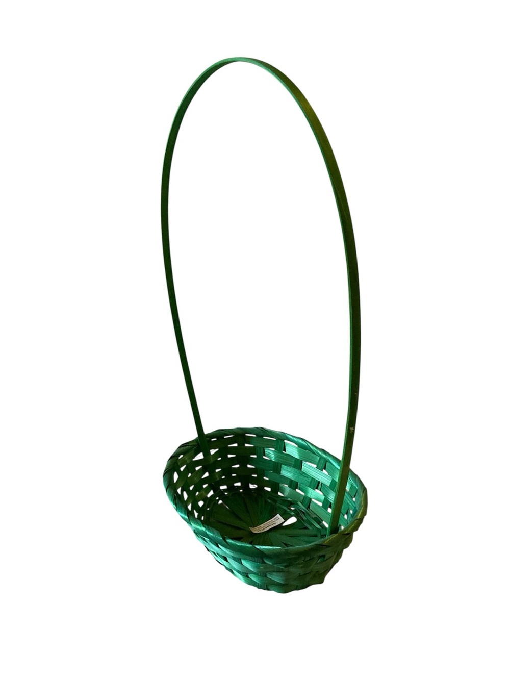 Green Wicker Easter Basket Round with Handle 8 in W x 6.5 in L x 16 H